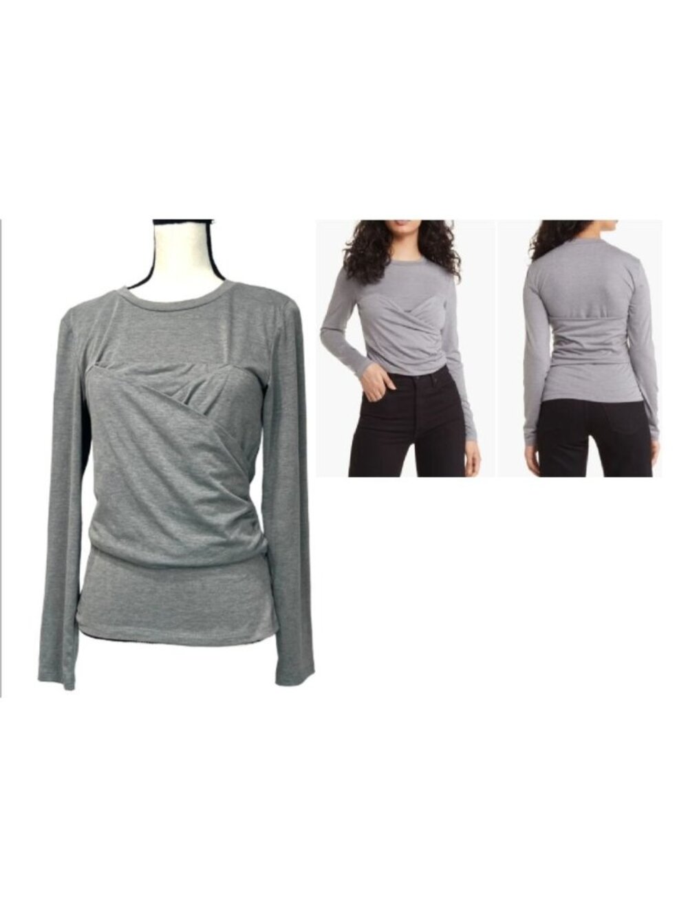 Vero Moda Nelly Ruched Knit Top, Heather Gray, Sz. L